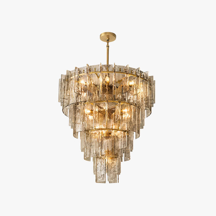 Modern Glass Velmora Chandelier for High-Ceiling Living Room Decor
