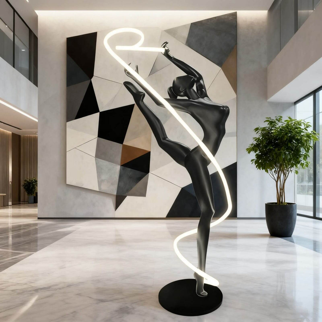 Veloma Black Sculpture Floor Lamp – Modern Art Deco