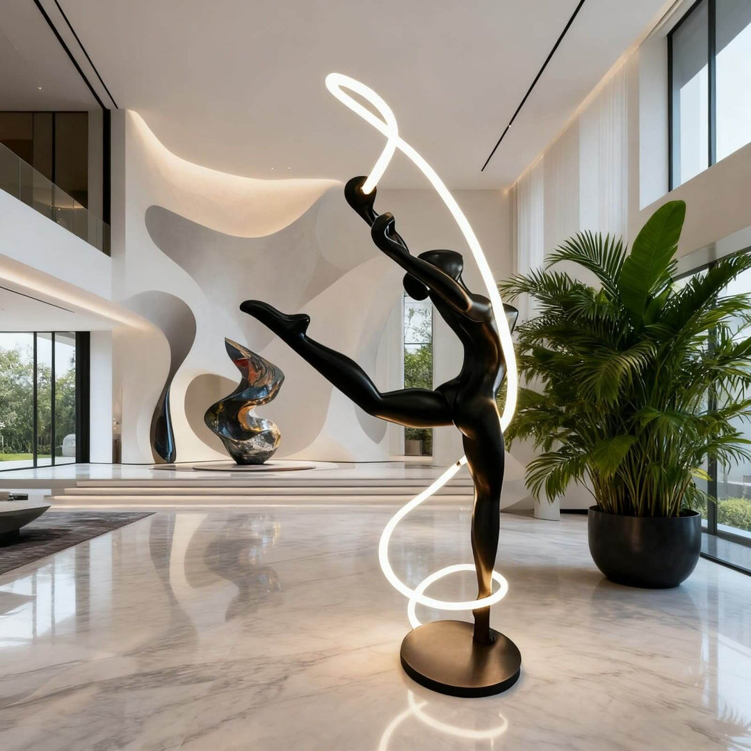 Veloma Black Sculpture Floor Lamp – Modern Art Deco