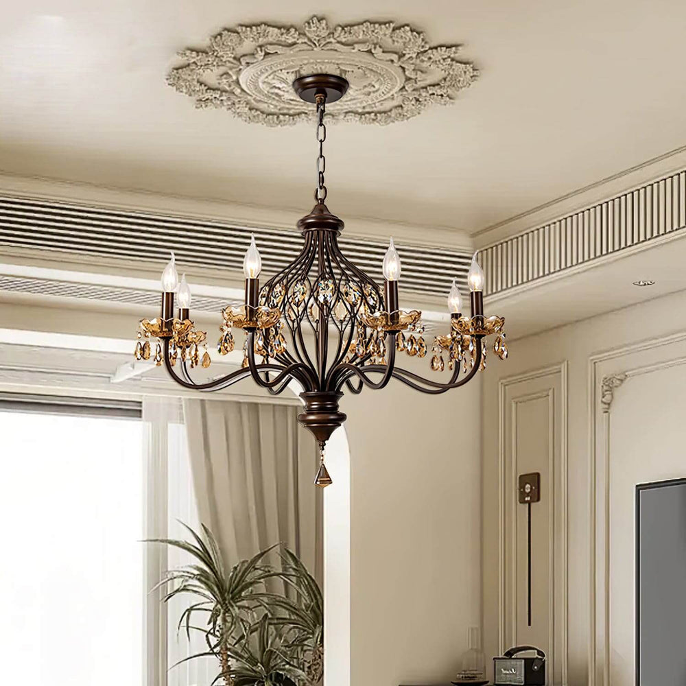 Velora Chandelier: Raindrop Crystal & Candle Style Lighting