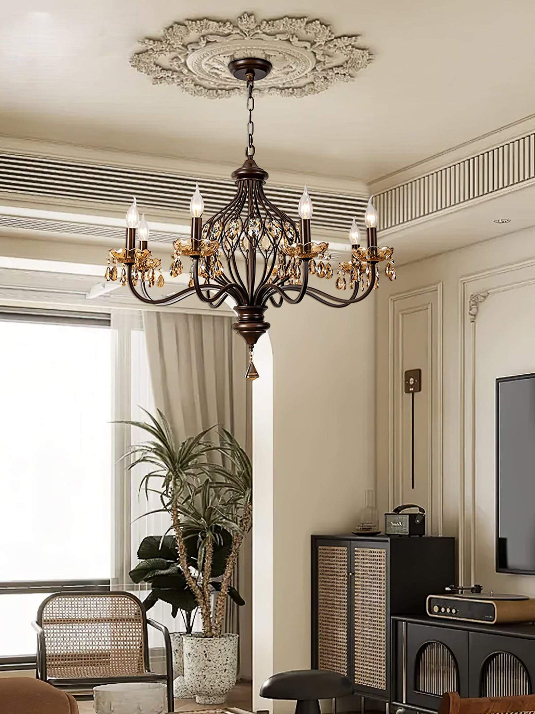 Velora Chandelier: Raindrop Crystal & Candle Style Lighting