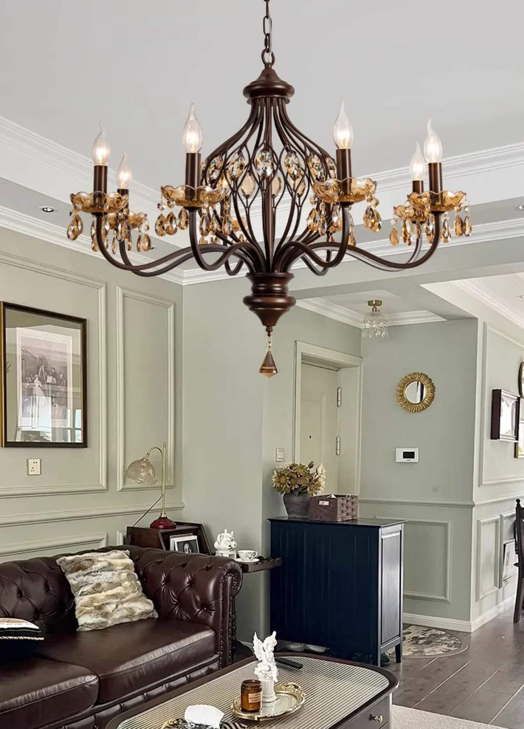 Velora Chandelier: Raindrop Crystal & Candle Style Lighting