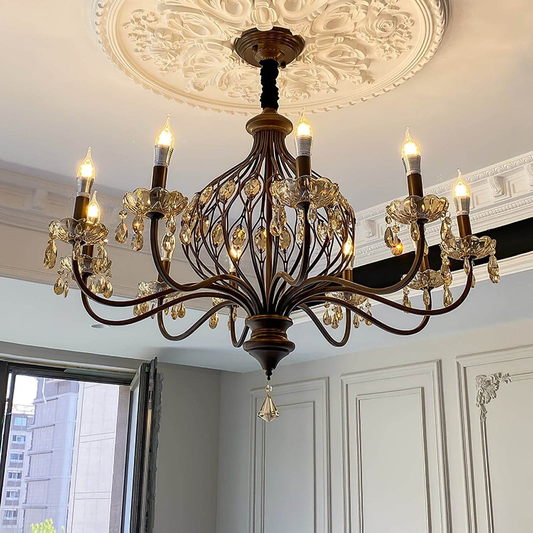 Velora Chandelier: Raindrop Crystal & Candle Style Lighting