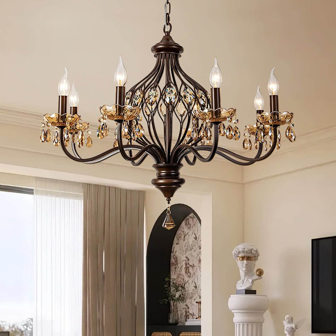 Velora Chandelier: Raindrop Crystal & Candle Style Lighting