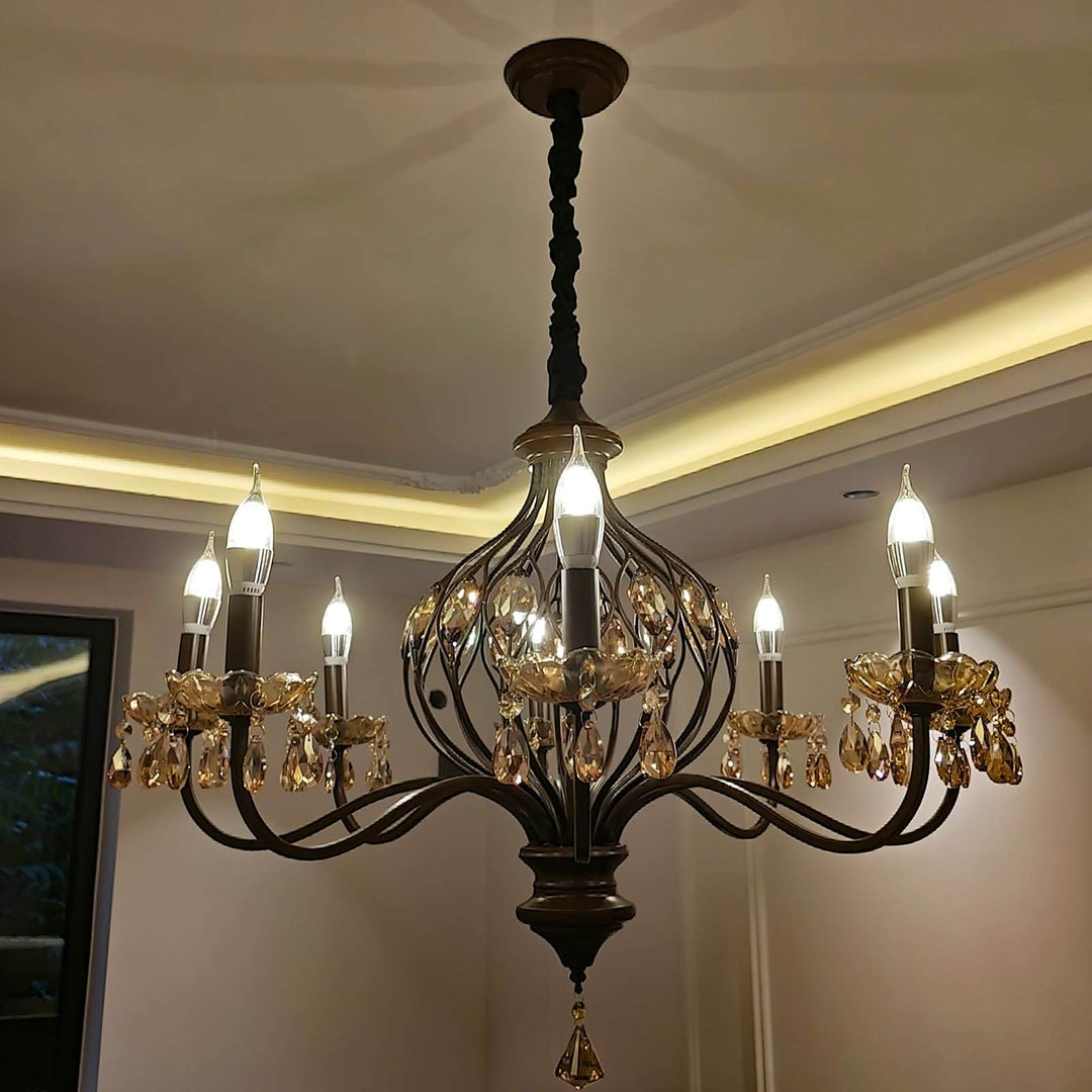 Velora Chandelier: Raindrop Crystal & Candle Style Lighting