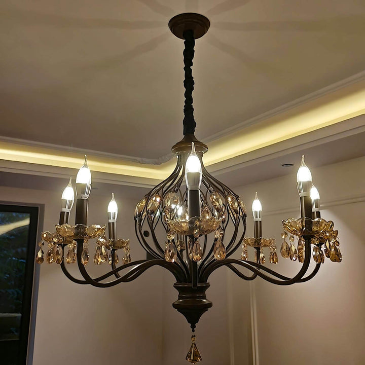Velora Chandelier: Raindrop Crystal & Candle Style Lighting