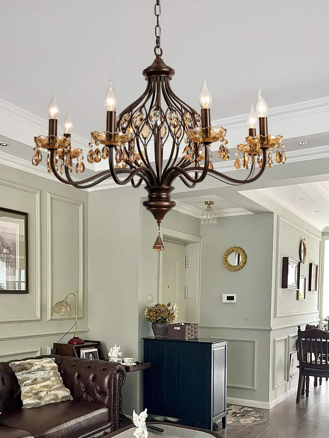 Velora Chandelier: Raindrop Crystal & Candle Style Lighting