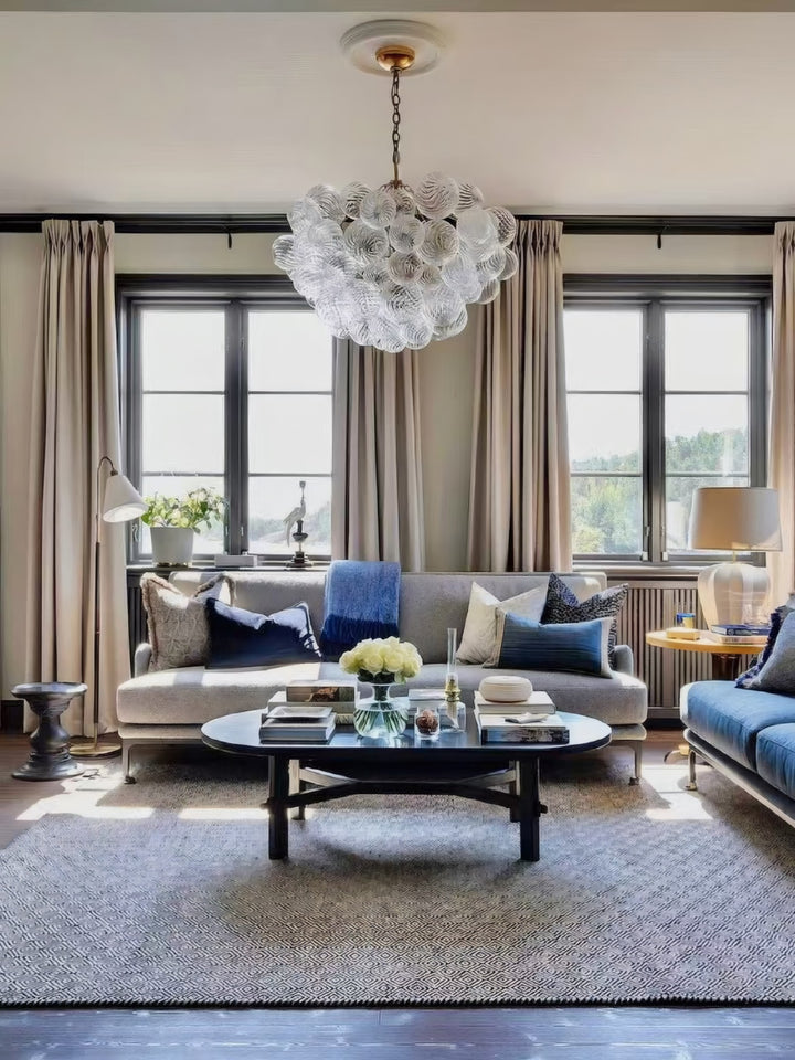 Veluno Chandelier - Modern Glass Bubble Light for Living Room