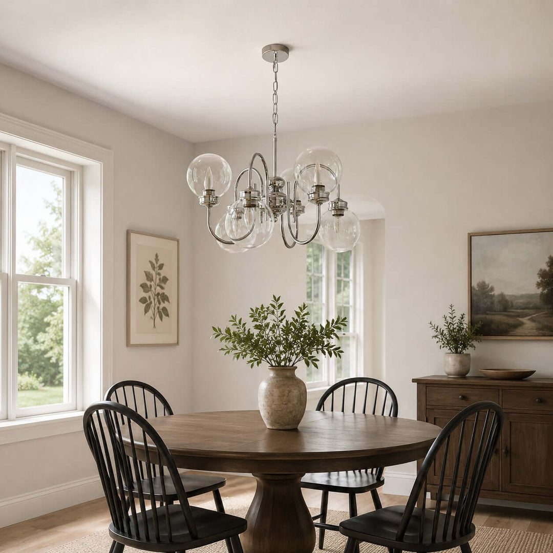 Verene Minimalist Globe Chandelier - Modern Glass Dining Room Light | Vinlighting