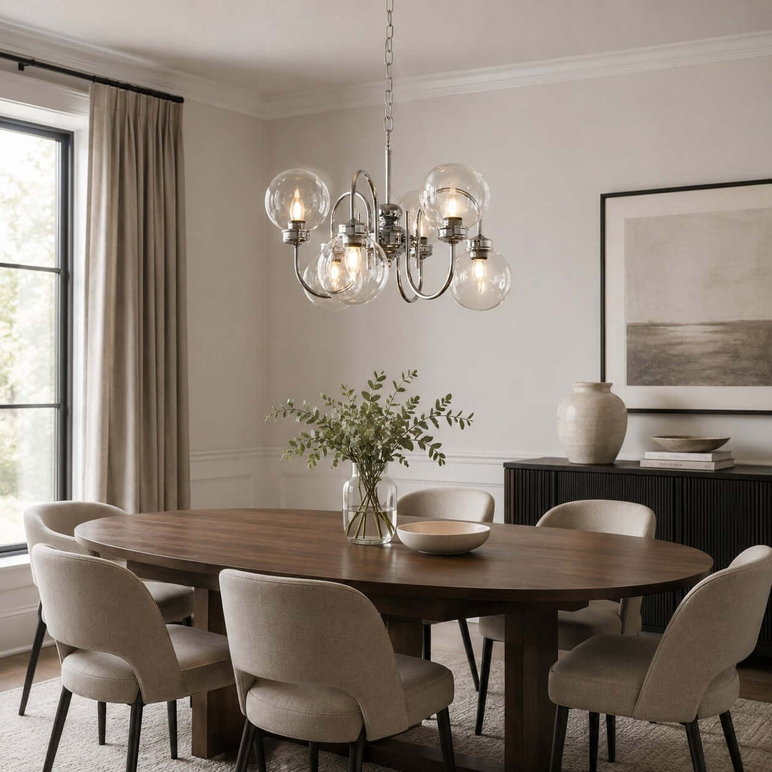 Verene Minimalist Globe Chandelier - Modern Glass Dining Room Light | Vinlighting