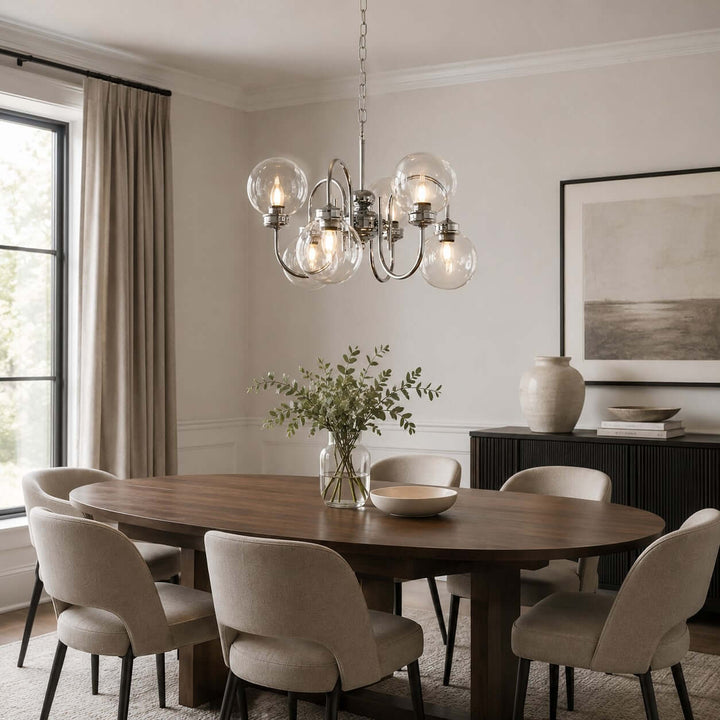 Verene Minimalist Globe Chandelier - Modern Glass Dining Room Light | Vinlighting