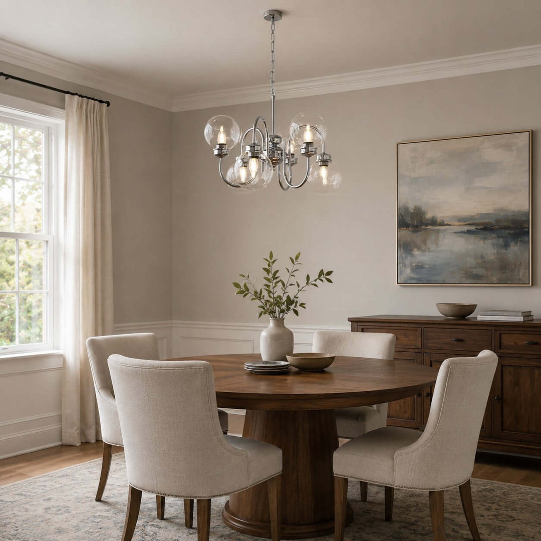 Verene Minimalist Globe Chandelier - Modern Glass Dining Room Light | Vinlighting
