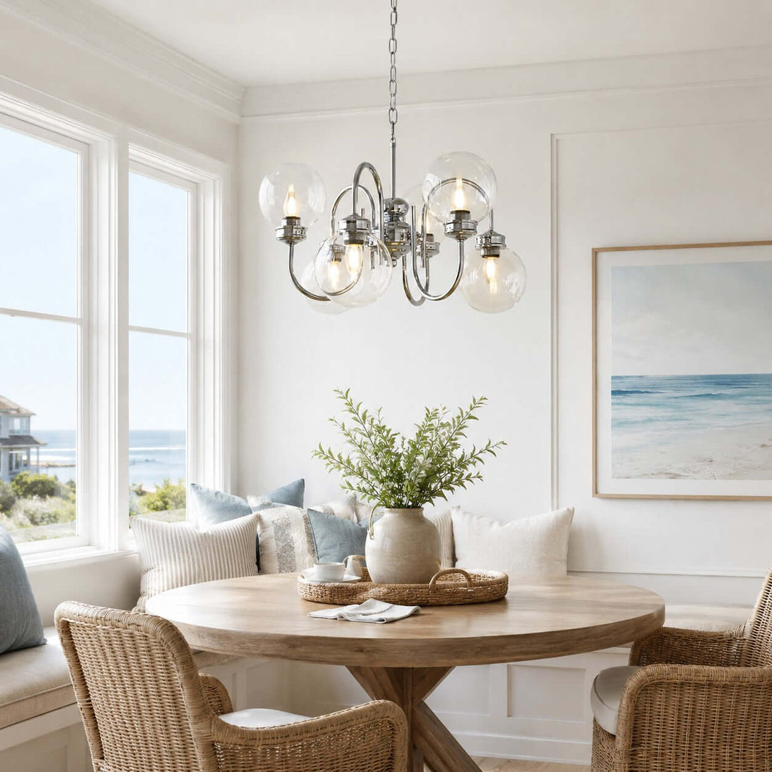 Verene Minimalist Globe Chandelier - Modern Glass Dining Room Light | Vinlighting