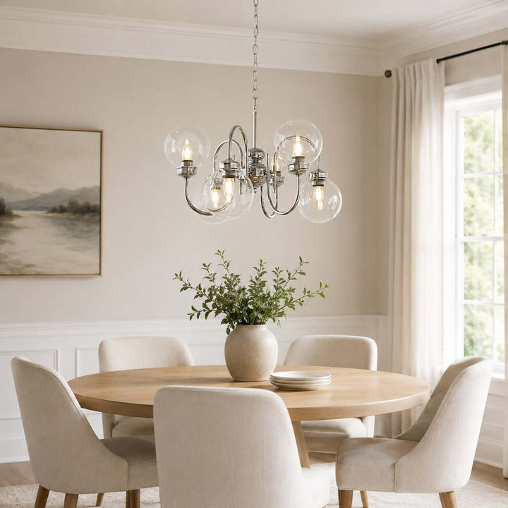 Verene Minimalist Globe Chandelier - Modern Glass Dining Room Light | Vinlighting