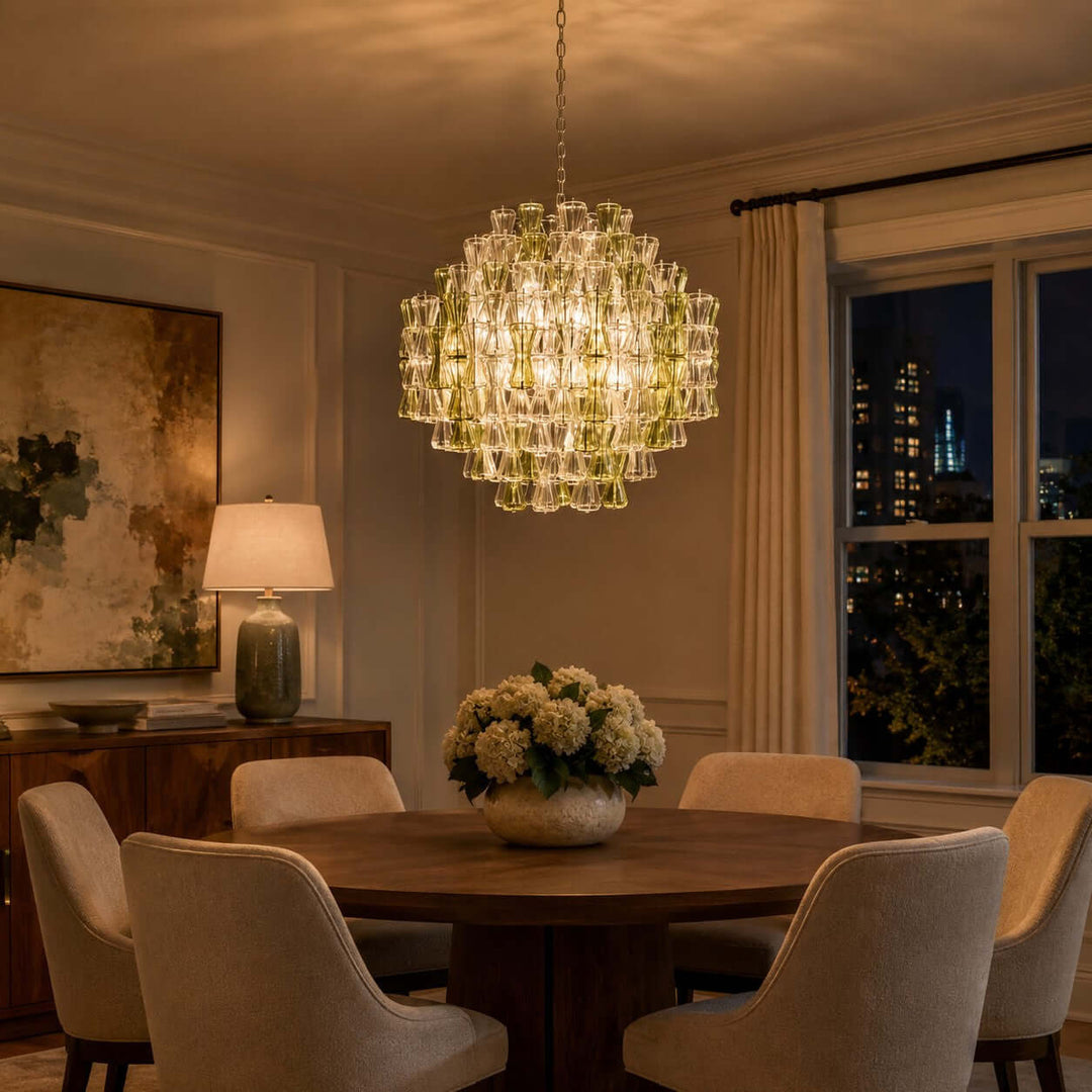 Verina Chandelier - Glass Chandelier for Stairway and High Ceilings
