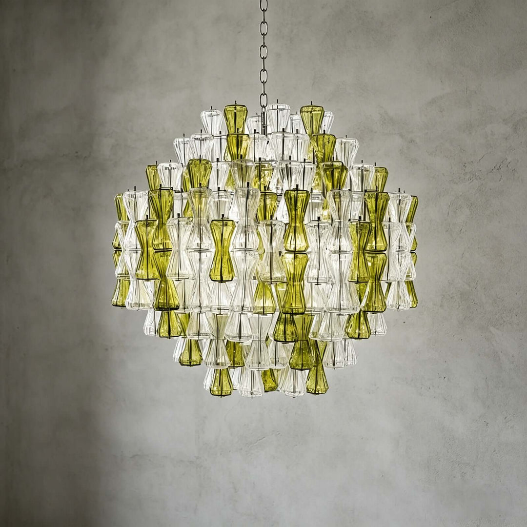 Verina Chandelier - Glass Chandelier for Stairway and High Ceilings