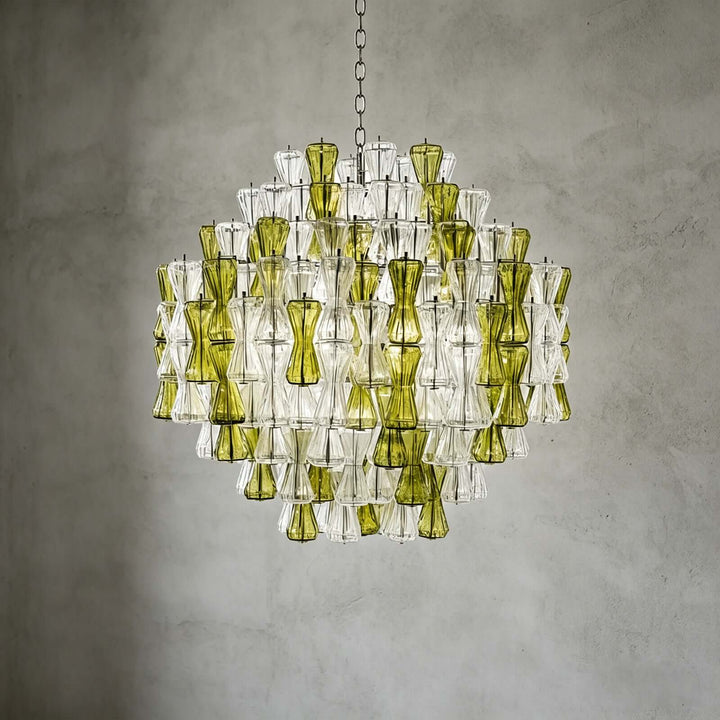 Verina Chandelier - Glass Chandelier for Stairway and High Ceilings