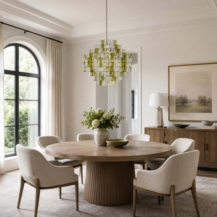 Verina Chandelier - Glass Chandelier for Stairway and High Ceilings