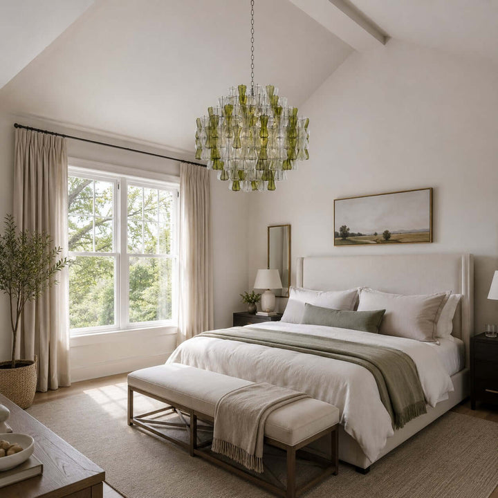 Verina Chandelier - Glass Chandelier for Stairway and High Ceilings