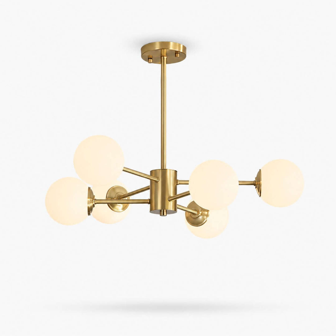Verone Modern Brass Chandelier with Glass Globes for Dining Room