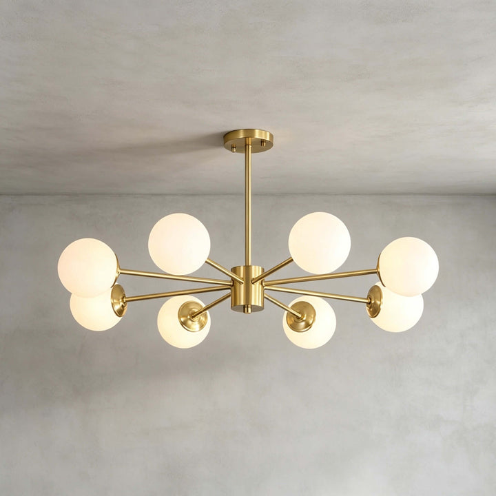 Verone Modern Brass Chandelier with Glass Globes for Dining Room