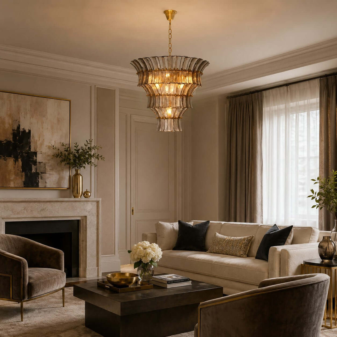 Vessara Chandelier | French Vintage Gray Glass Chandelier