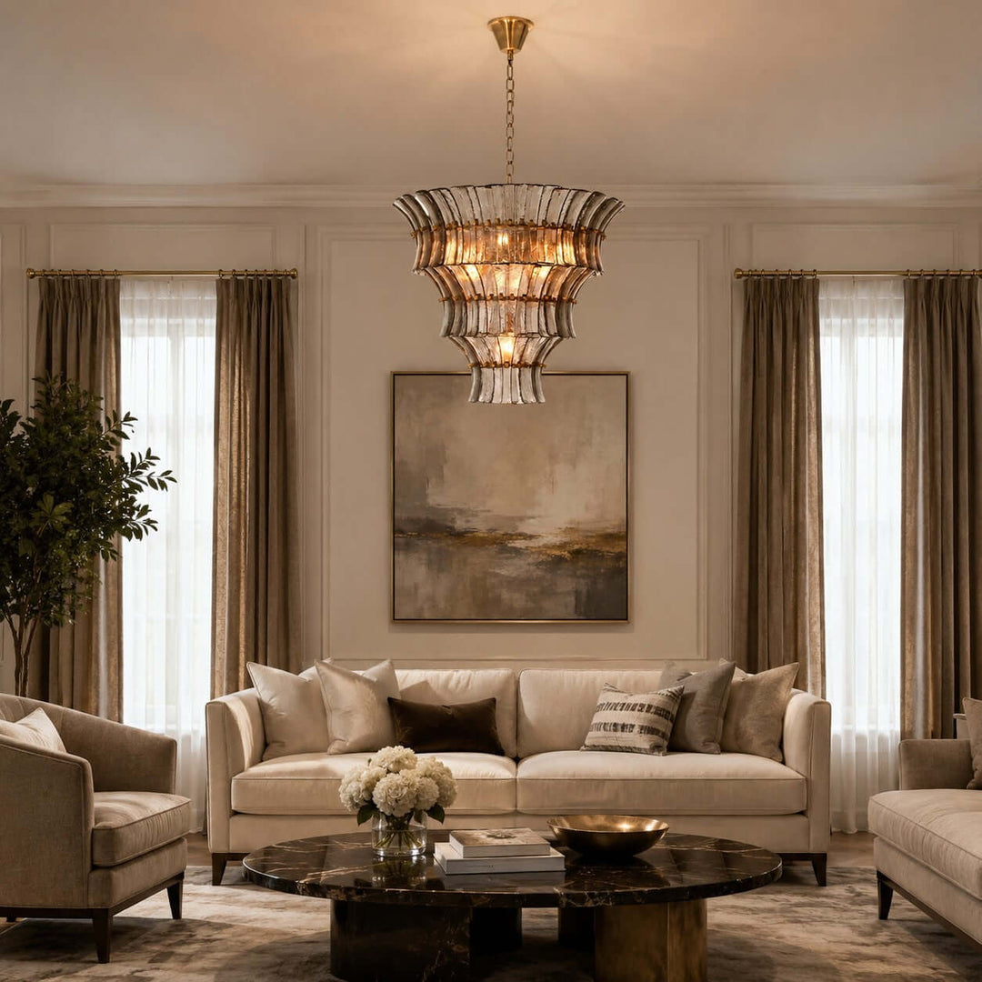 Vessara Chandelier | French Vintage Gray Glass Chandelier