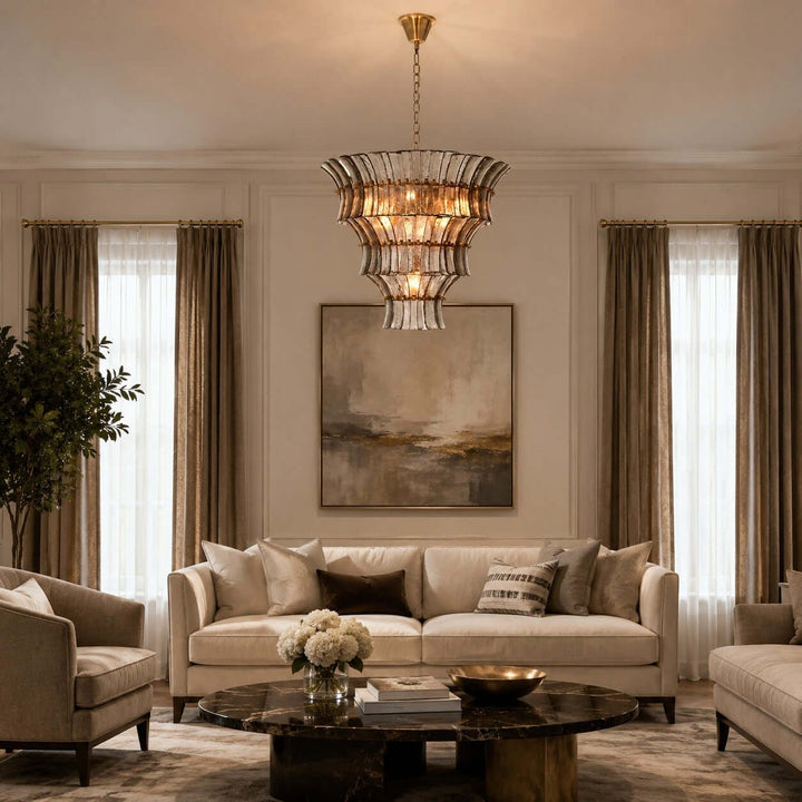 Vessara Chandelier | French Vintage Gray Glass Chandelier