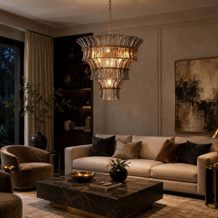 Vessara Chandelier | French Vintage Gray Glass Chandelier