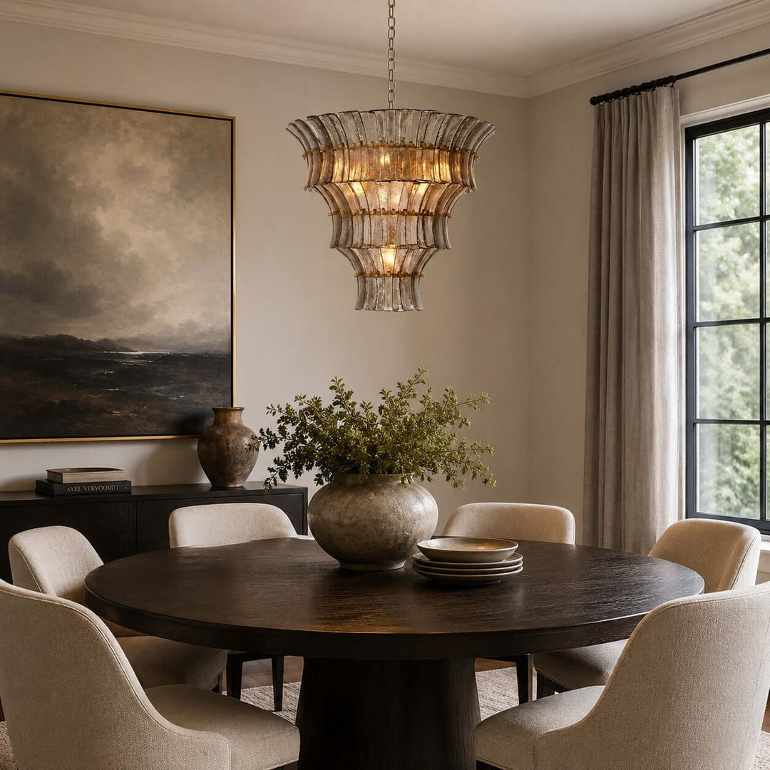 Vessara Chandelier | French Vintage Gray Glass Chandelier