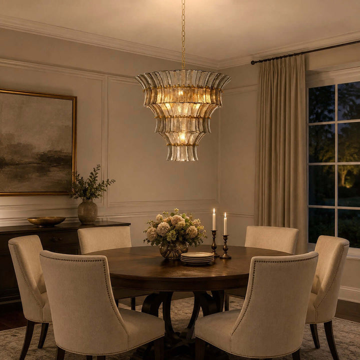 Vessara Chandelier | French Vintage Gray Glass Chandelier