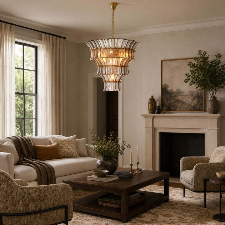 Vessara Chandelier | French Vintage Gray Glass Chandelier