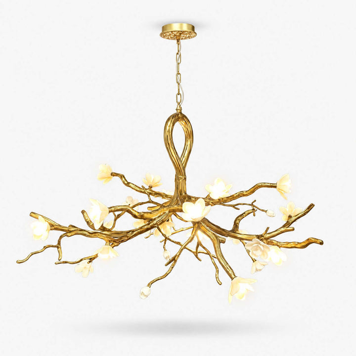 Veylana Chandelier Gold Ceramic Floral for Dining Room Spaces