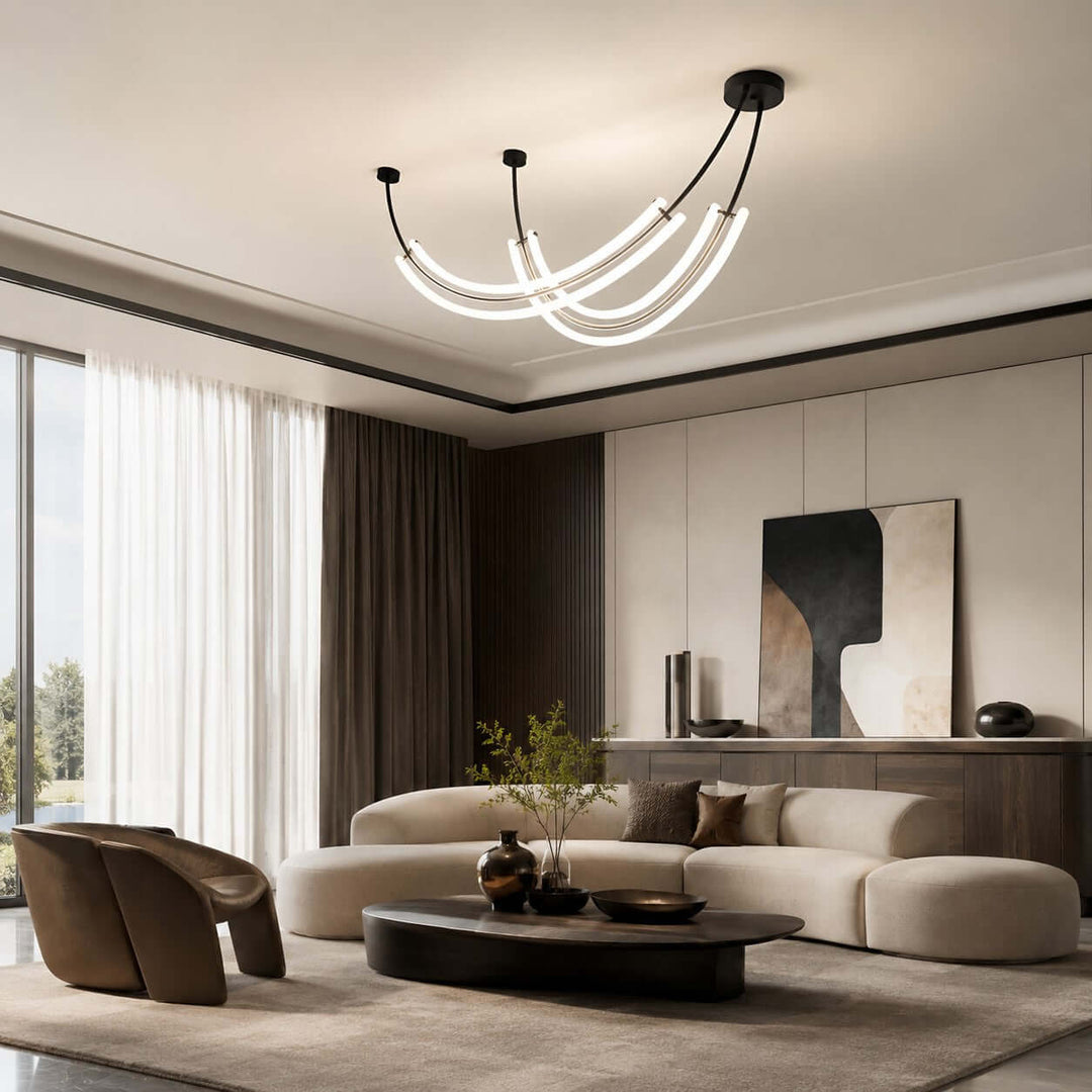 Veylen Linear Chandelier - Modern Curved Acrylic Island Light | Vinlighting