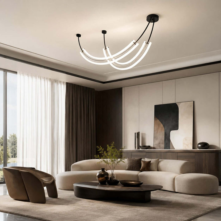 Veylen Linear Chandelier - Modern Curved Acrylic Island Light | Vinlighting