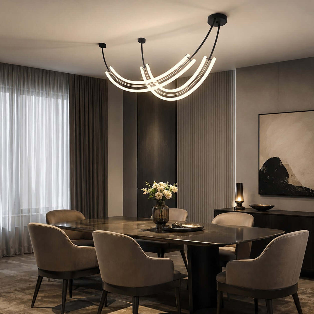 Veylen Linear Chandelier - Modern Curved Acrylic Island Light | Vinlighting