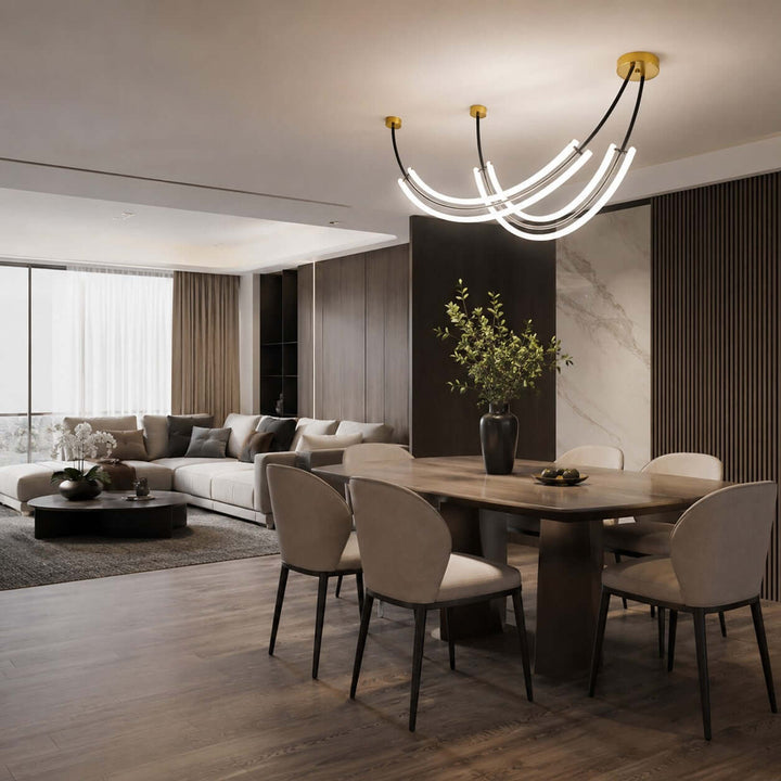 Veylen Linear Chandelier - Modern Curved Acrylic Island Light | Vinlighting