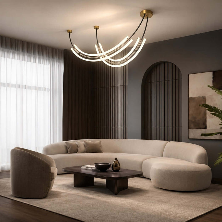 Veylen Linear Chandelier - Modern Curved Acrylic Island Light | Vinlighting