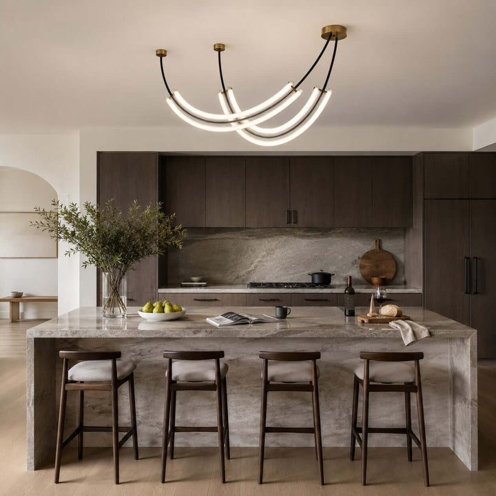 Veylen Linear Chandelier - Modern Curved Acrylic Island Light | Vinlighting