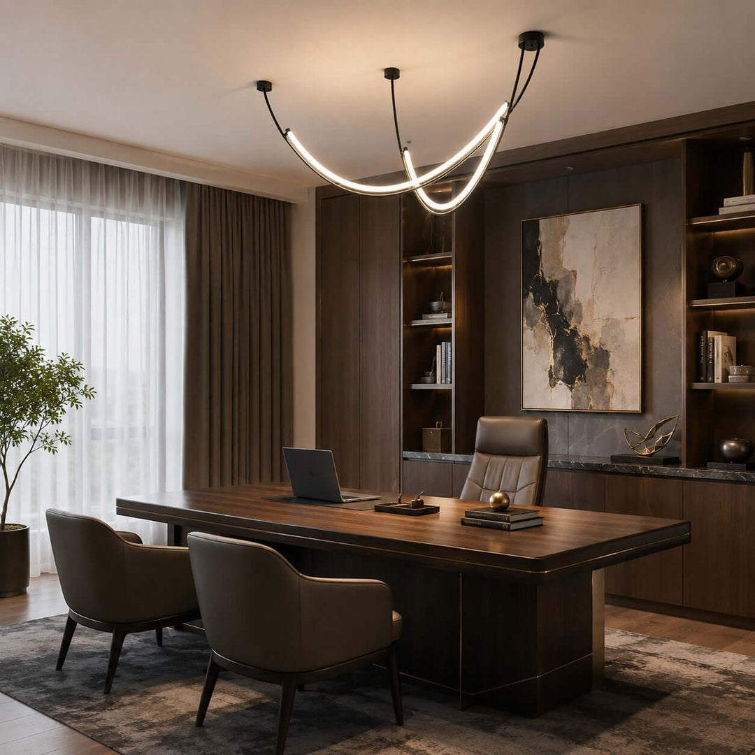 Veylen Linear Chandelier - Modern Curved Acrylic Island Light | Vinlighting