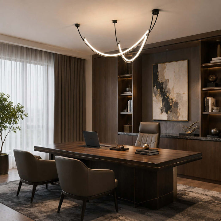Veylen Linear Chandelier - Modern Curved Acrylic Island Light | Vinlighting