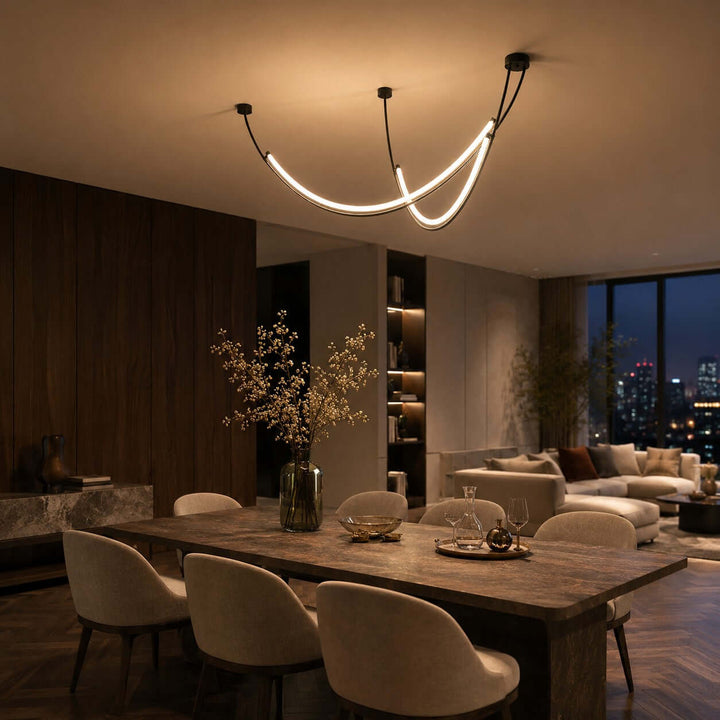 Veylen Linear Chandelier - Modern Curved Acrylic Island Light | Vinlighting