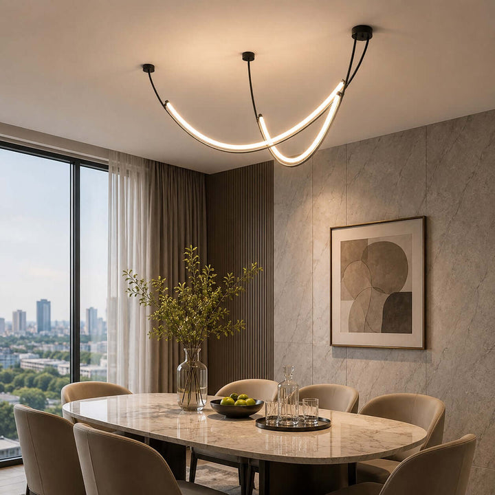 Veylen Linear Chandelier - Modern Curved Acrylic Island Light | Vinlighting