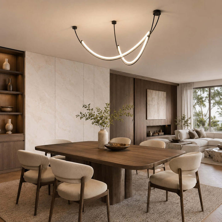 Veylen Linear Chandelier - Modern Curved Acrylic Island Light | Vinlighting