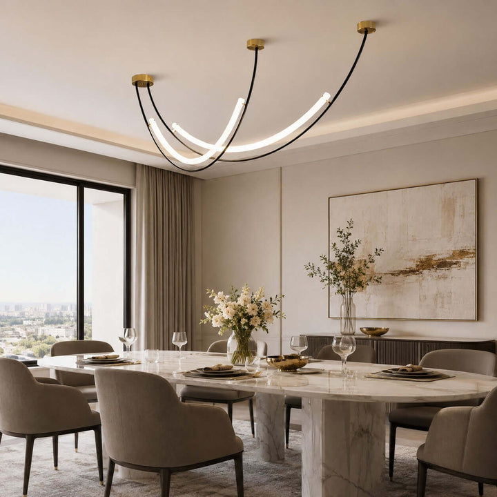 Veylen Linear Chandelier - Modern Curved Acrylic Island Light | Vinlighting