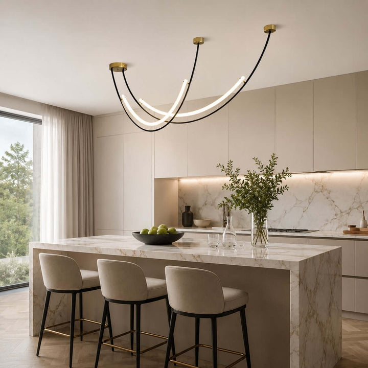Veylen Linear Chandelier - Modern Curved Acrylic Island Light | Vinlighting