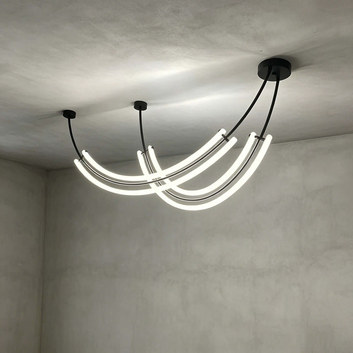 Veylen Linear Chandelier - Modern Curved Acrylic Island Light | Vinlighting