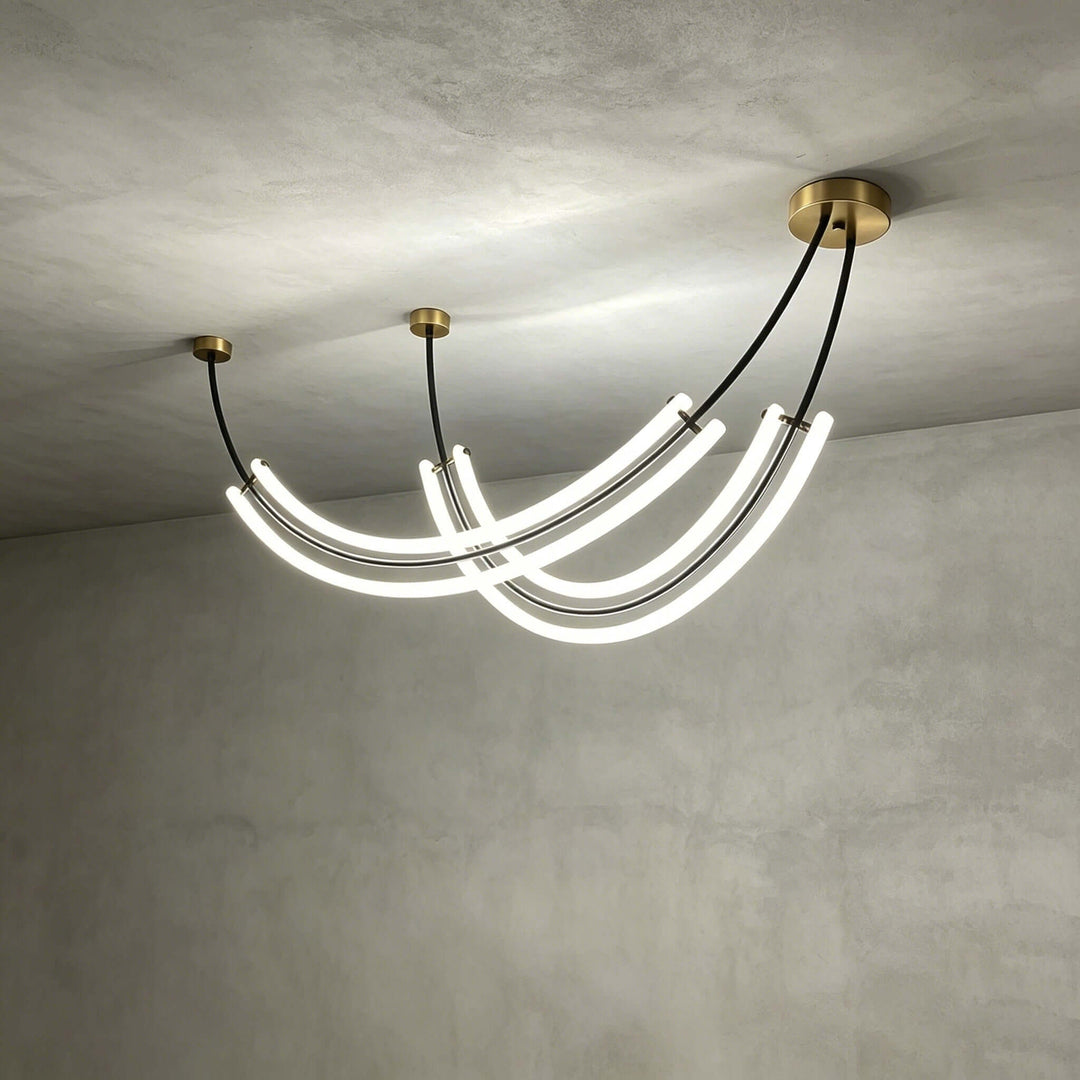Veylen Linear Chandelier - Modern Curved Acrylic Island Light | Vinlighting