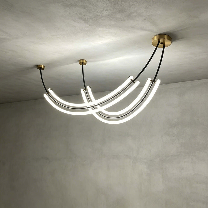 Veylen Linear Chandelier - Modern Curved Acrylic Island Light | Vinlighting