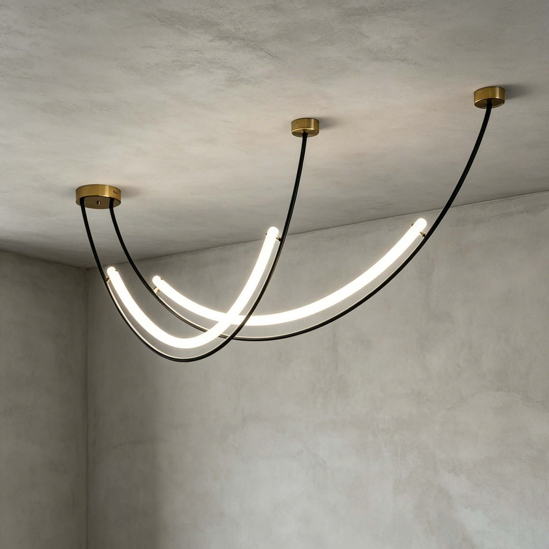 Veylen Linear Chandelier - Modern Curved Acrylic Island Light | Vinlighting